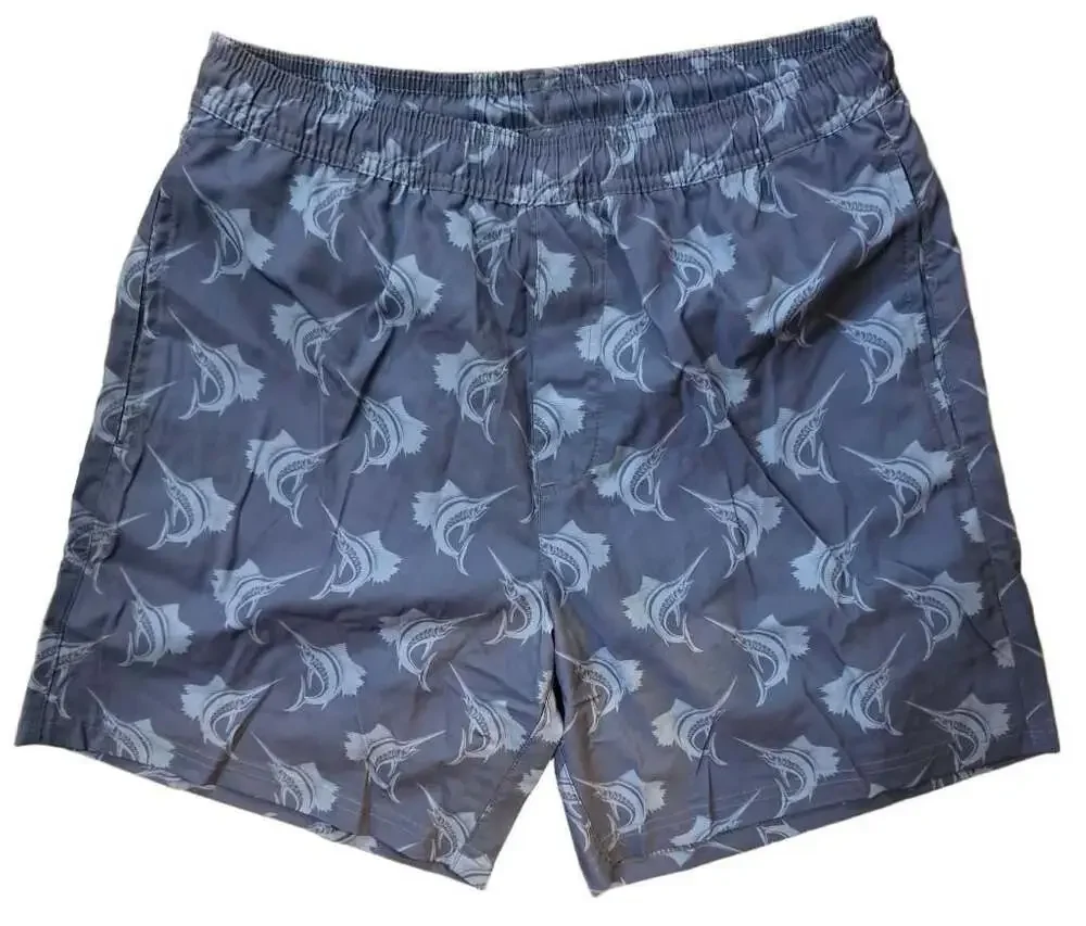 LRD Performance Men's Marlins Print Swim Trunks with Compression Liner